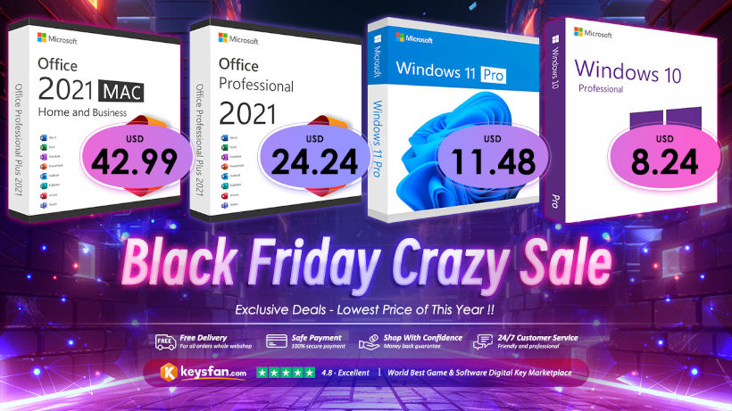 Black Friday за софтуер: Office 2021 само за $24.24, Windows 10 и Windows 11 само за $7!