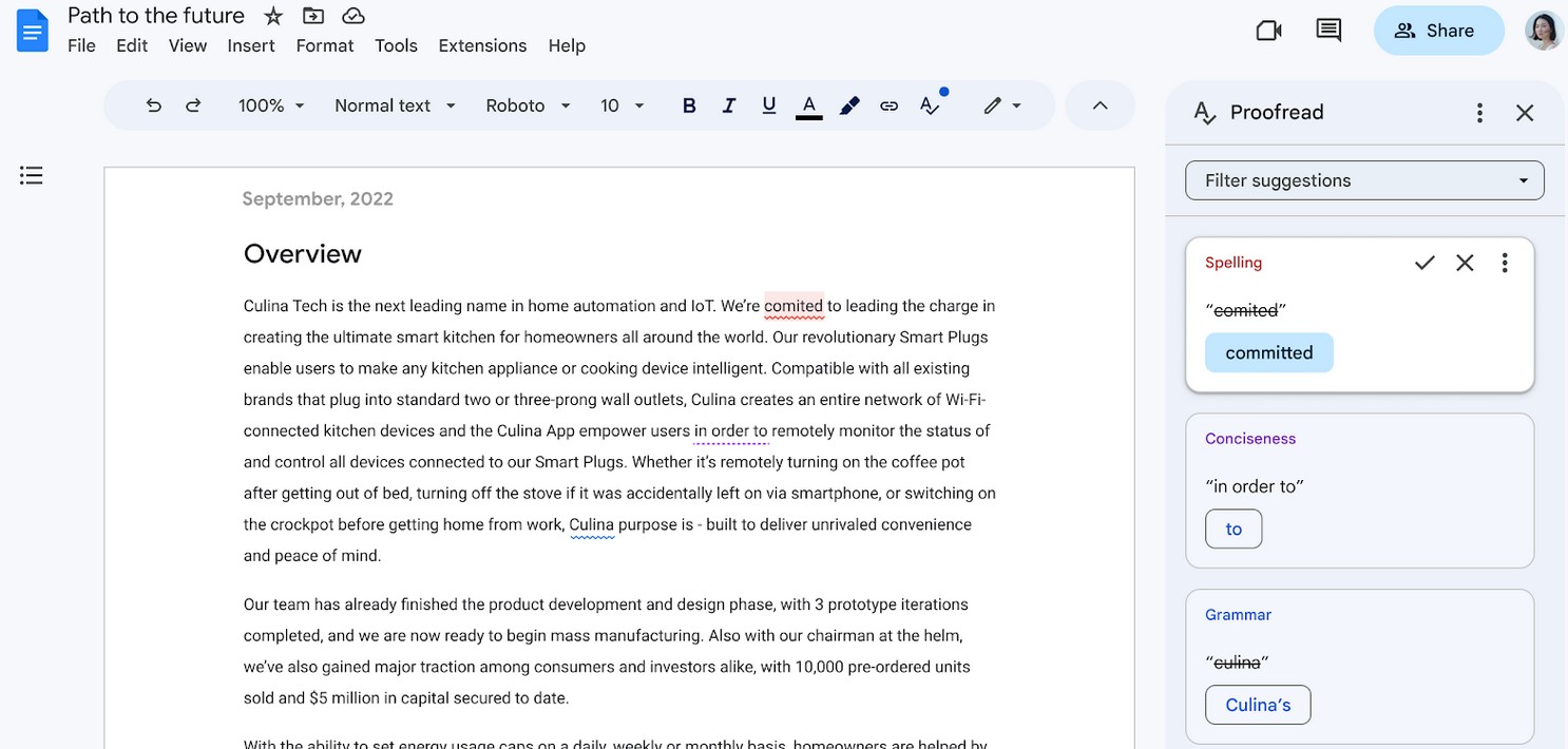Google Docs се сдобива с нов тип проверка на текст с ИИ