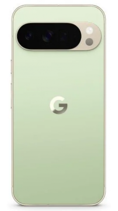 Google Pixel 10 Pro XL в зелен цвят, заден панел с тройна камера и метален модул.