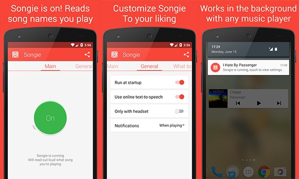 Приложението Songie произнася имената на песните, които слушате