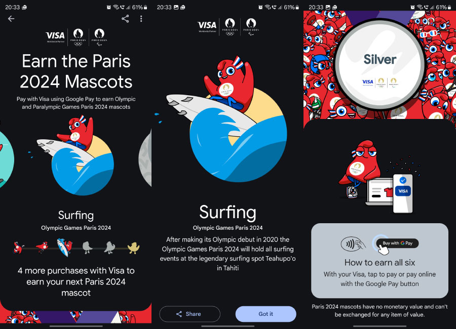 Ако имате карта Visa и плащате с Google Pay ще отключите изненади от Олимпийските игри