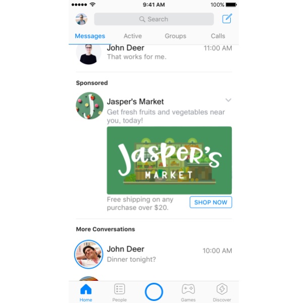 Facebook разширява тестовите реклами в Messenger