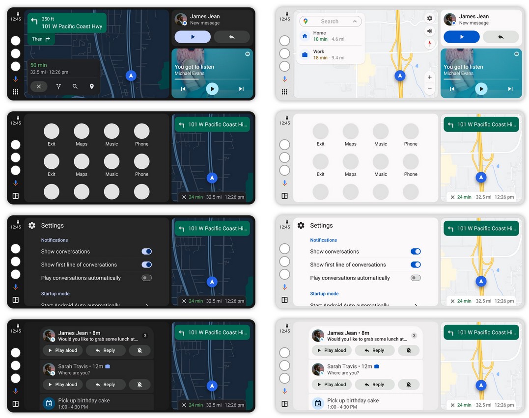 Google показа бъдещата светла тема на Android Auto