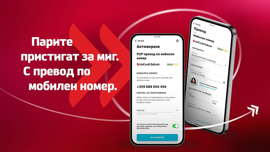 УниКредит Булбанк вече поддържа незабавен превод по мобилен номер 