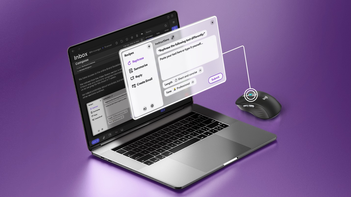 Logitech добавя опция за AI бутон към мишки и клавиатури