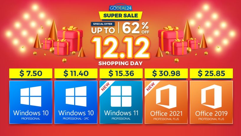 Голяма разпродажба за 12.12: Office 2021 за под 15$, Windows 10 за 7.50$