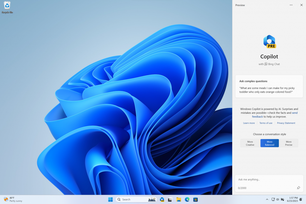 Windows Copilot достига до тестовата версия на Windows 11