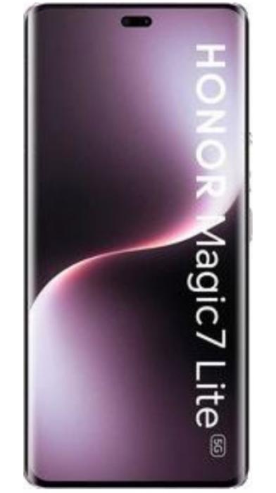 Honor Magic 7 Lite 5G в черен цвят, показващ елегантен извит дисплей и модерен дизайн.