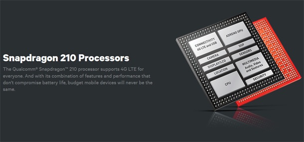 Бюджетният чипсет Snapdragon 210 има четириядрен процесор и LTE