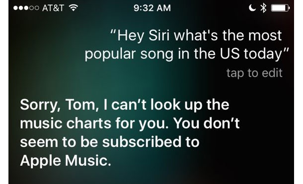 Siri отговаря на въпроси за музикални класации, но само ако сте абонат на Apple Music