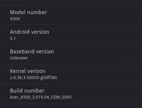 Android 3.1 за Acer Iconia Tab A500